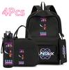 4 Stück/Set Anime Dämonenjäger Aufdruck 750 ml Wasserflaschenhalter Rucksack Handtasche Federmäppchen für Teenager Junge Mädchen Große Kapazität Wasserdicht Schultasche