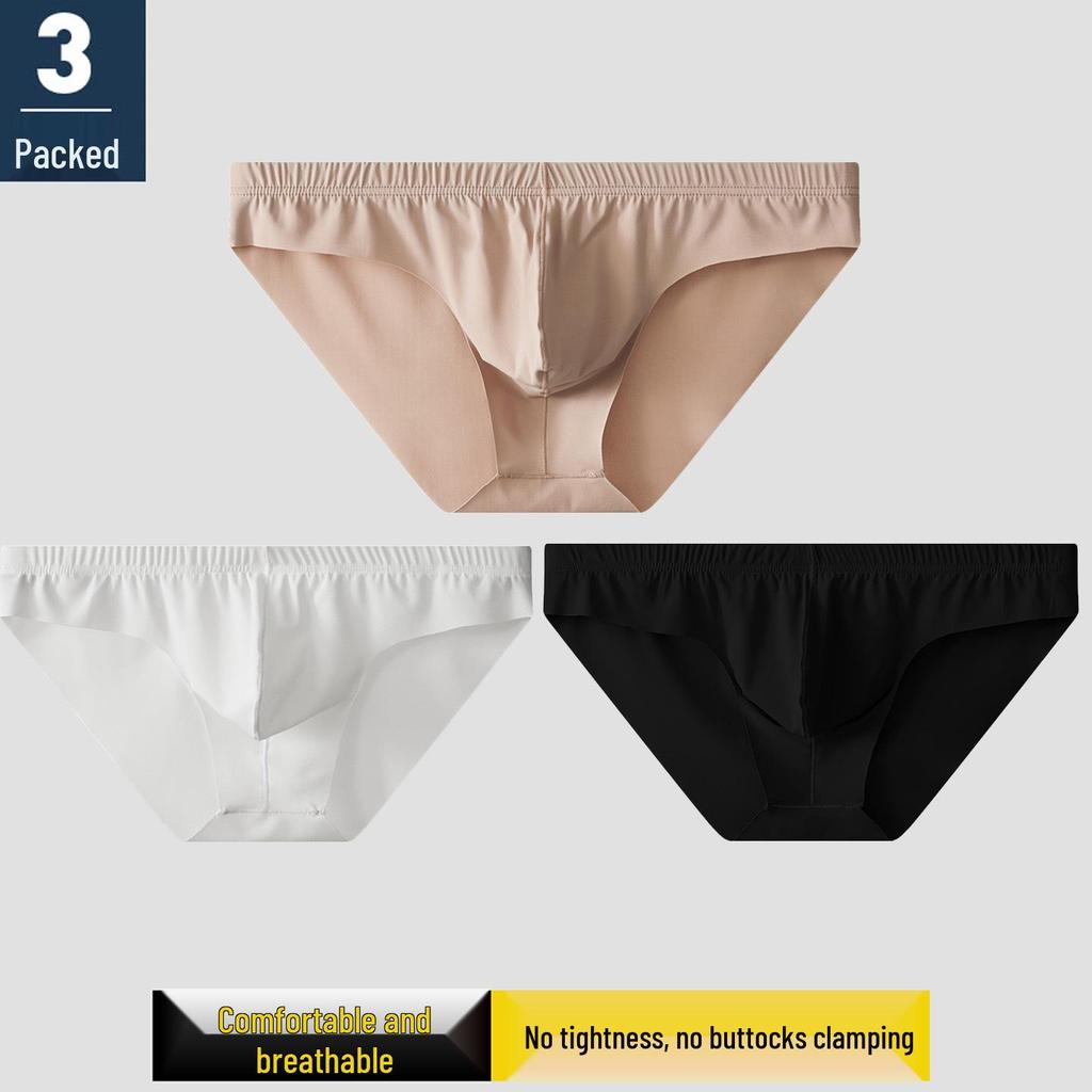 Męskie oddychające bokserki z lodowego jedwabiu chłodnego w dotyku - Jednolity kolor Plus Size