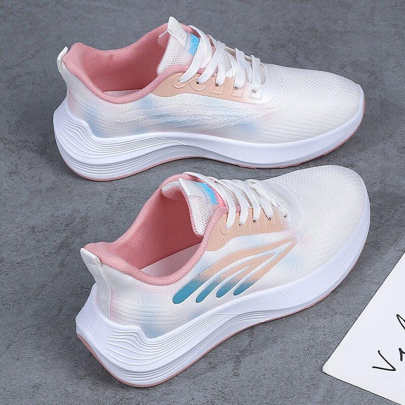 Fashion 2025 Summer Running Shoes Lightweight Women Fashion Sneakers Original Trainer Breathable EVA Elastic Lace Up Sports Shoes 2414
