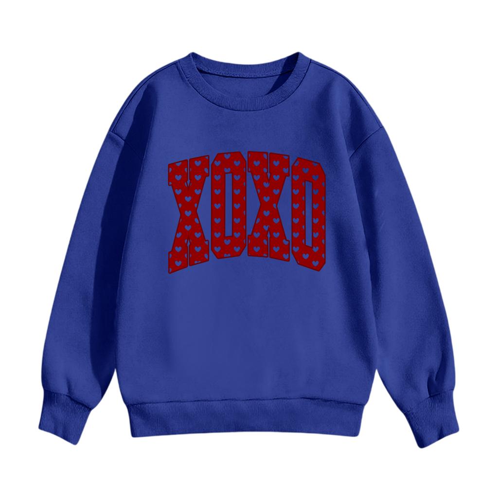 Children's Casual Round Neck Printed Pullover Long,sleeved Hooded Sweatshirt Top