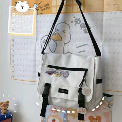 Harajuku wszechstronne płótno damskie torby Crossbody jednokolorowa klapka codzienna torebka torby na ramię nastoletnie dziewczyny torba listonoszka tornistry