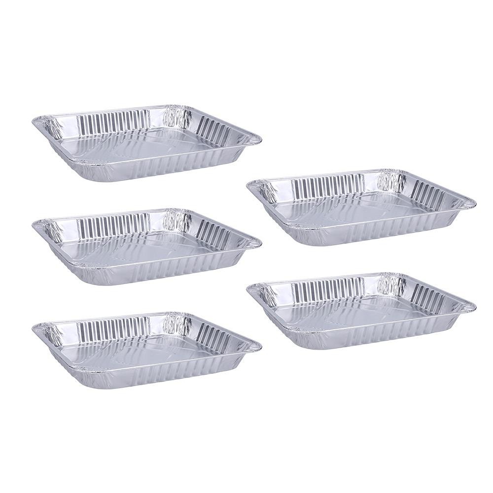 5Pcs Non-stick Food Tin Foil Tray Square Baking Tray Aluminum Foil Box  Oven BBQ Baking Tools 32.5*26.2*4cm