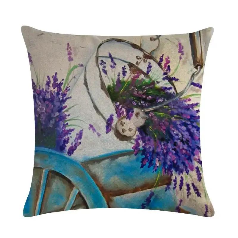 45X45Cm Decorative Throw Pillows Case Purple Lavender Flower Pillowcase Decorations Home Navidad Decor Flower Floral Decor