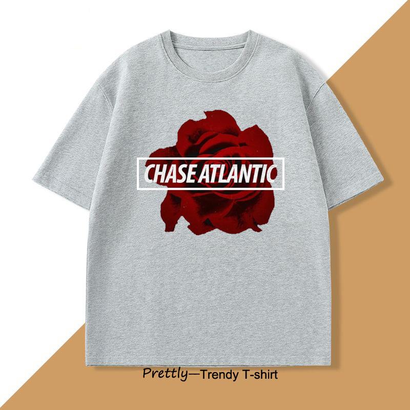 Chase Atlantic Flower T Shirt Cotton Short Sleeve Tshirt for Men Women Tee Clothes Loose Casual Streetwear Oversized Top