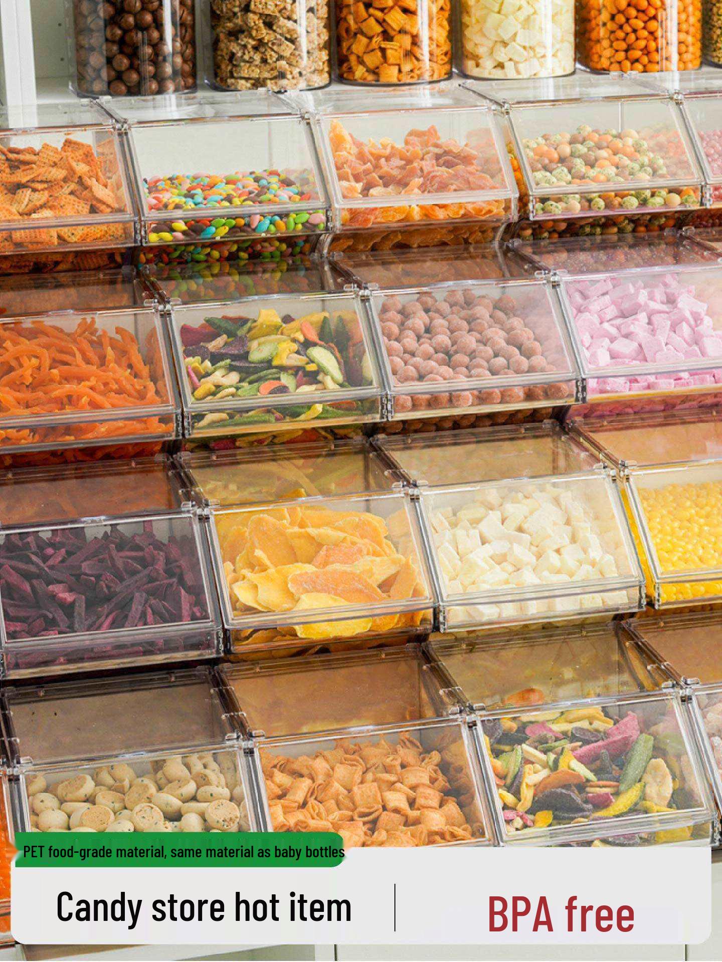 Yikou Supermarket Transparent Snack Display Box for Candy, Preserves, and Sunflower Seeds прозрачный