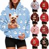 Women's Christmas Print Pet Pocket Hoodie, Fashion Hooded Sweatshirt for Holiday