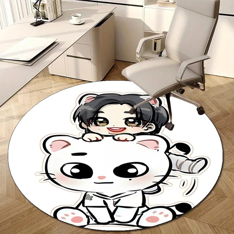1pc Kpop Team8 Design Printed Area Round Carpet for Bedroom Living Room Home Decor Rugs Mat Non Slip Mat Rug for Bedside