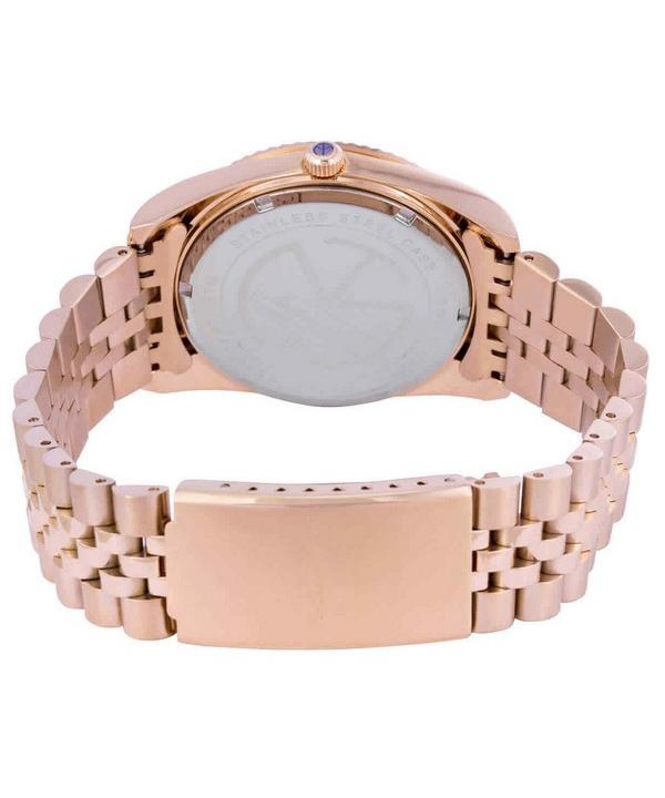 Mathey-Tissot Mathy III Rose Gold PVD Crystal Accents Black Dial Quartz H810PRM Men's Watch