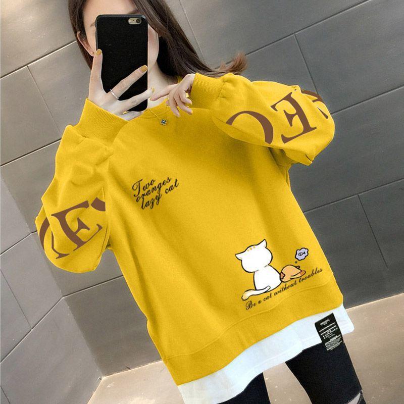 

YYFS Женская мода Повседневный однотонный принт Осень Зима Длинные рукава О-образный вырез Пуловеры и длинные рукава M