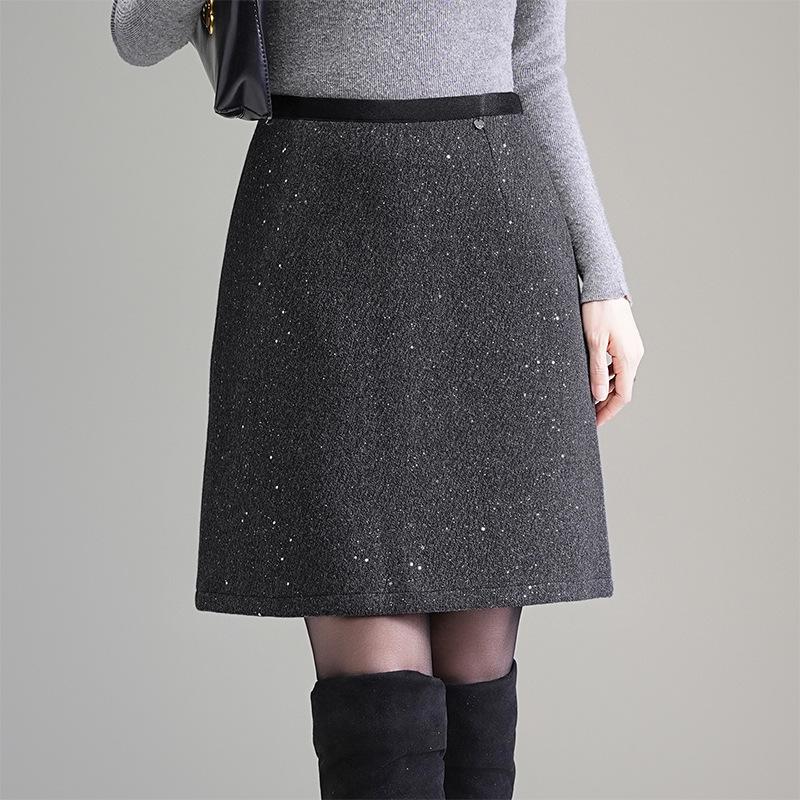 Gonna A-line in Tweed con Paillettes a Vita Alta Autunno/Inverno 2025