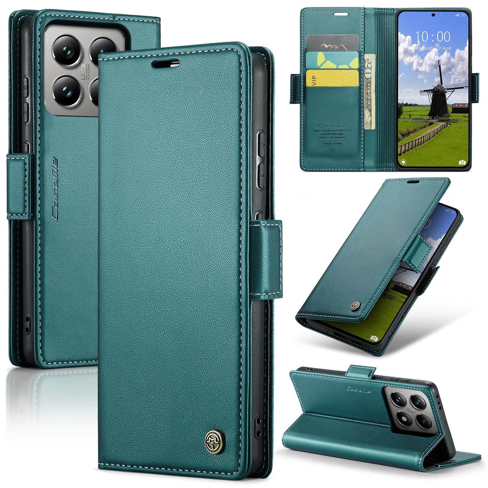 

For Xiaomi 14T Pro Leather Case CASEME 023 RFID Blocking 3 Card Slot Mobile Cover F
