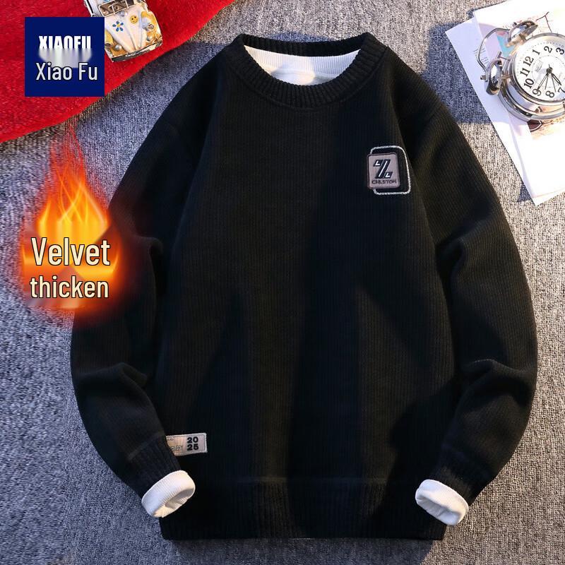 Men s Fleece-Lined Round Neck Sweatshirt L