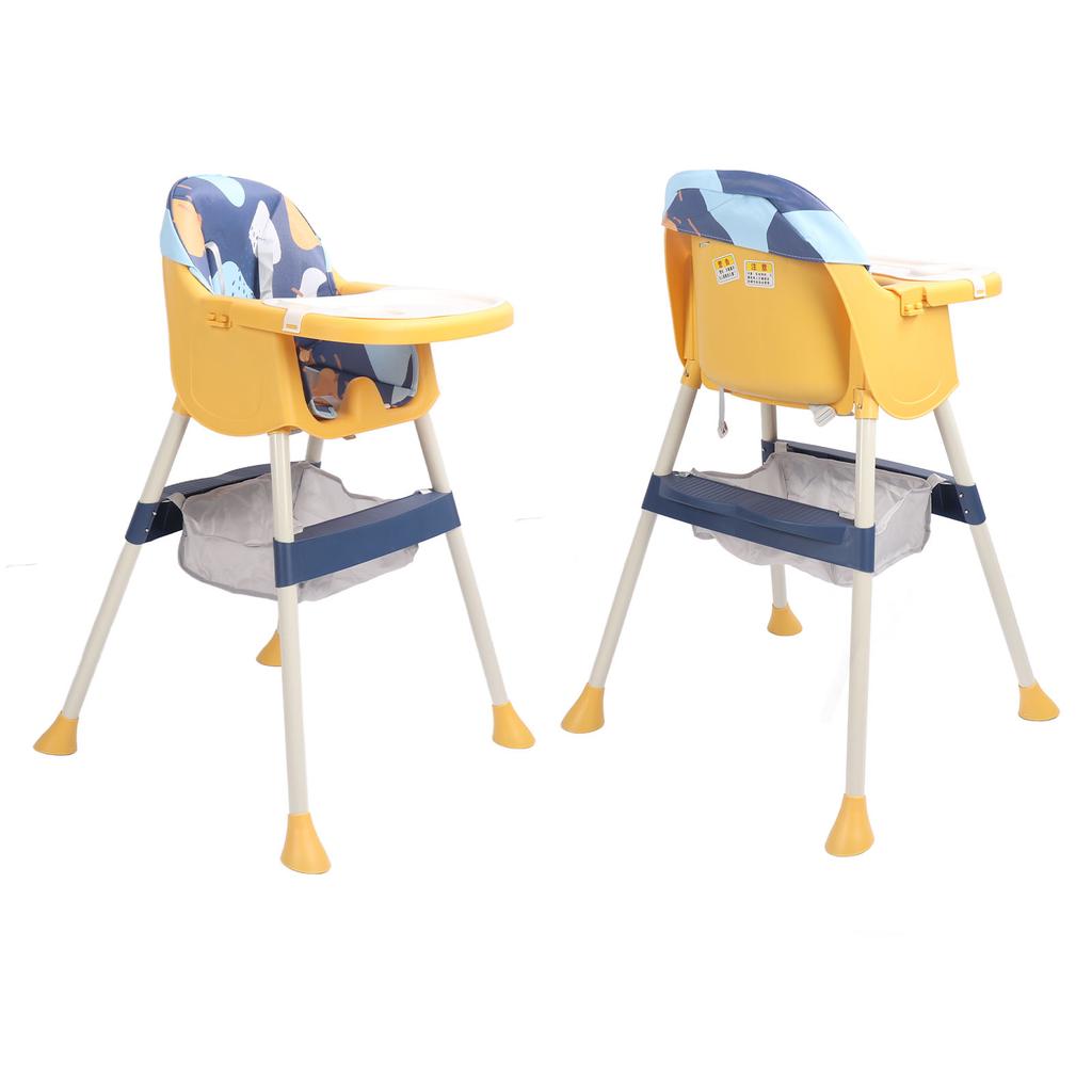 Baby High Chair Height Adjustable Double Layer Plate PU Cushion Baby Feeding High Chair