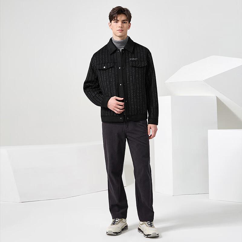 Dancing with Wolves Men's Graphene Striped Wool Blend Jacket