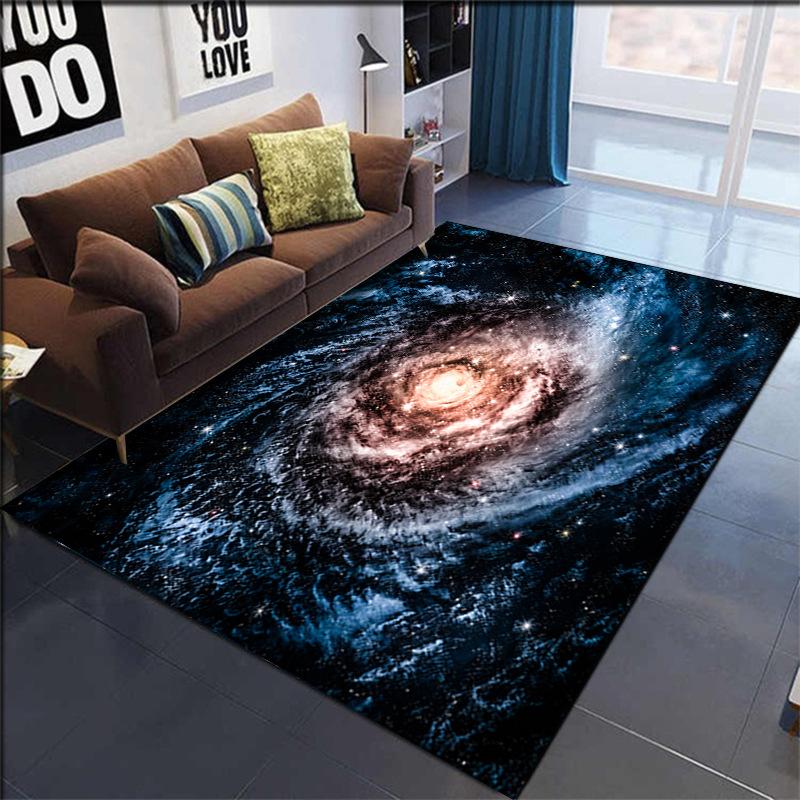 Galaxy Planets Carpet Mat Spiral Nebula Rug Interstellar Vortex Stardust Cosmic 3D Effect Vibrant Home Decoration Floor Mats