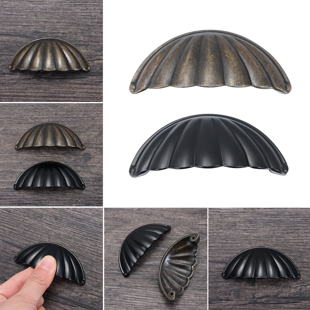 Vintage Wardrobe Cupboard Furniture Fittings Door Handles Shell Shape Drawer Knobs Cabinet Pulls