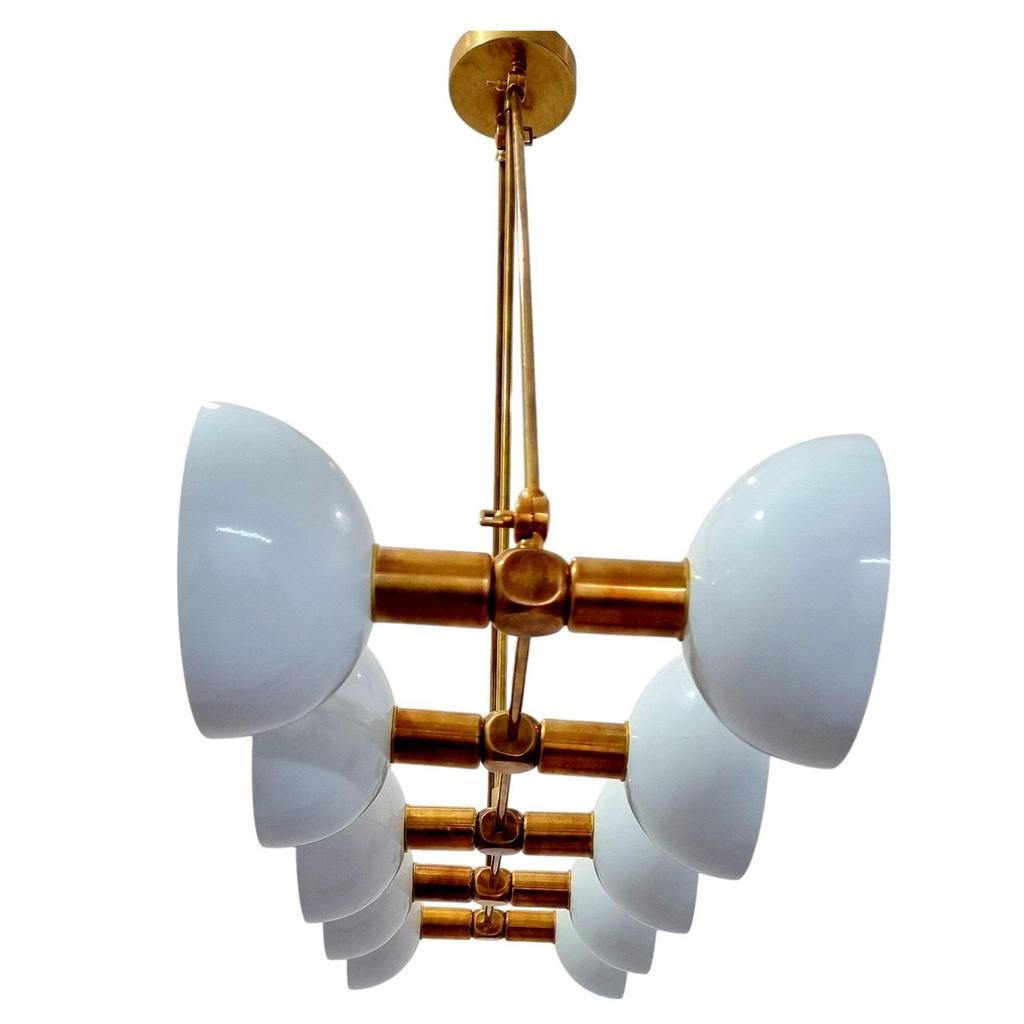Luxury Modern Chandelier 10 Arms Triangle Shape Home Decor Huge Chandelier Fixture Artistic Brass Light