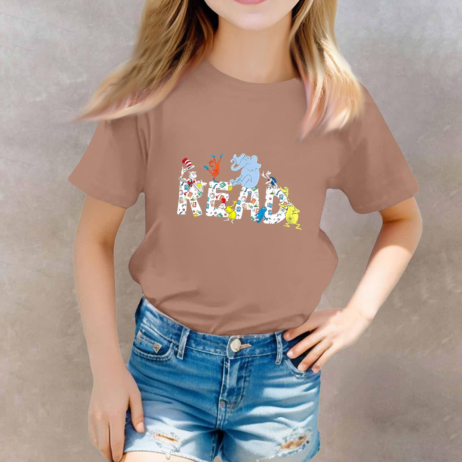 Toddler Boy And Girl T-Shirts Kids Top Girls Printed Short Sleeved T-shirt 160 кофейный