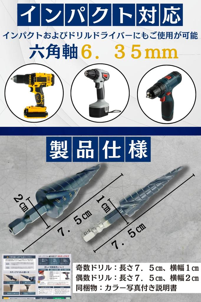 Project Socrates Step Drill Set of Titanium Coated Drill 11 Steps 9 Steps 2, Bits, 3-13mm + 4-20mm