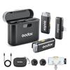 Godox WES1 Kit2 Wireless Microphone for Wireless Microphone with 200m Transmission Noise Charging Case for Vlogging and TikTok iPhone/Lightning,