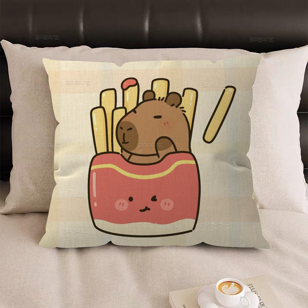 Cute Cartoon Capybara Office Cushion Pillowcase Car Cushion Cover45X45CM Lumbar Pillowcase Sofa Pillowcover