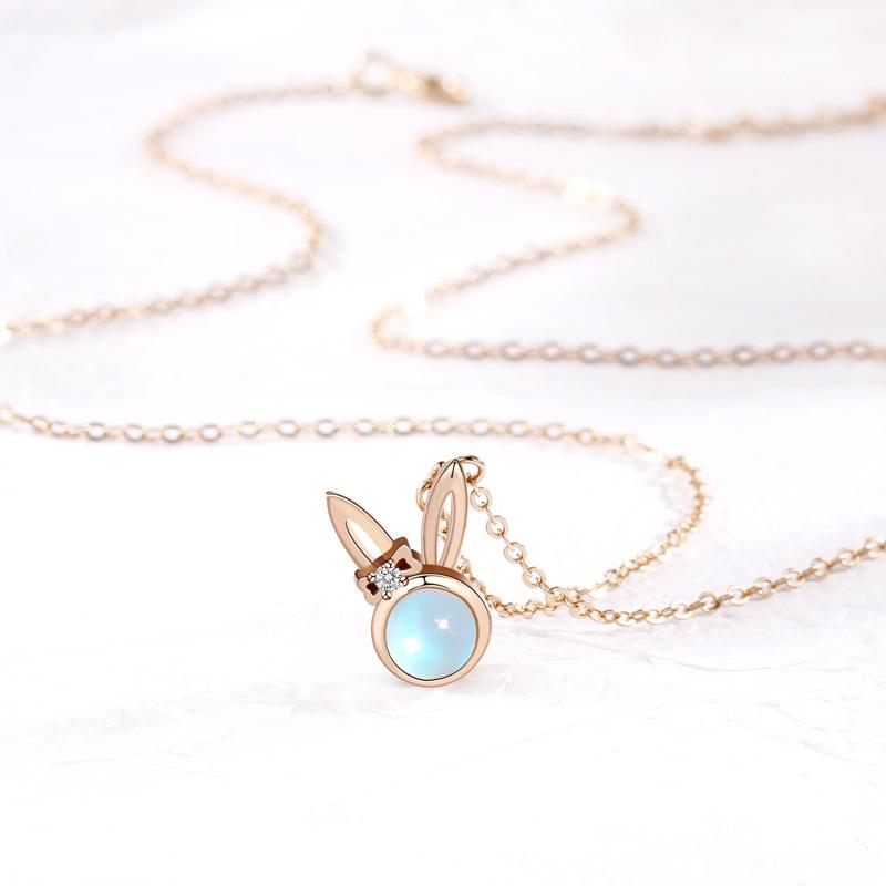 Cosmic Star Blue Necklace with Diamonds Cat's Eye Cute Rabbit Pendant Simple Korean Version Niche Design Sense ins