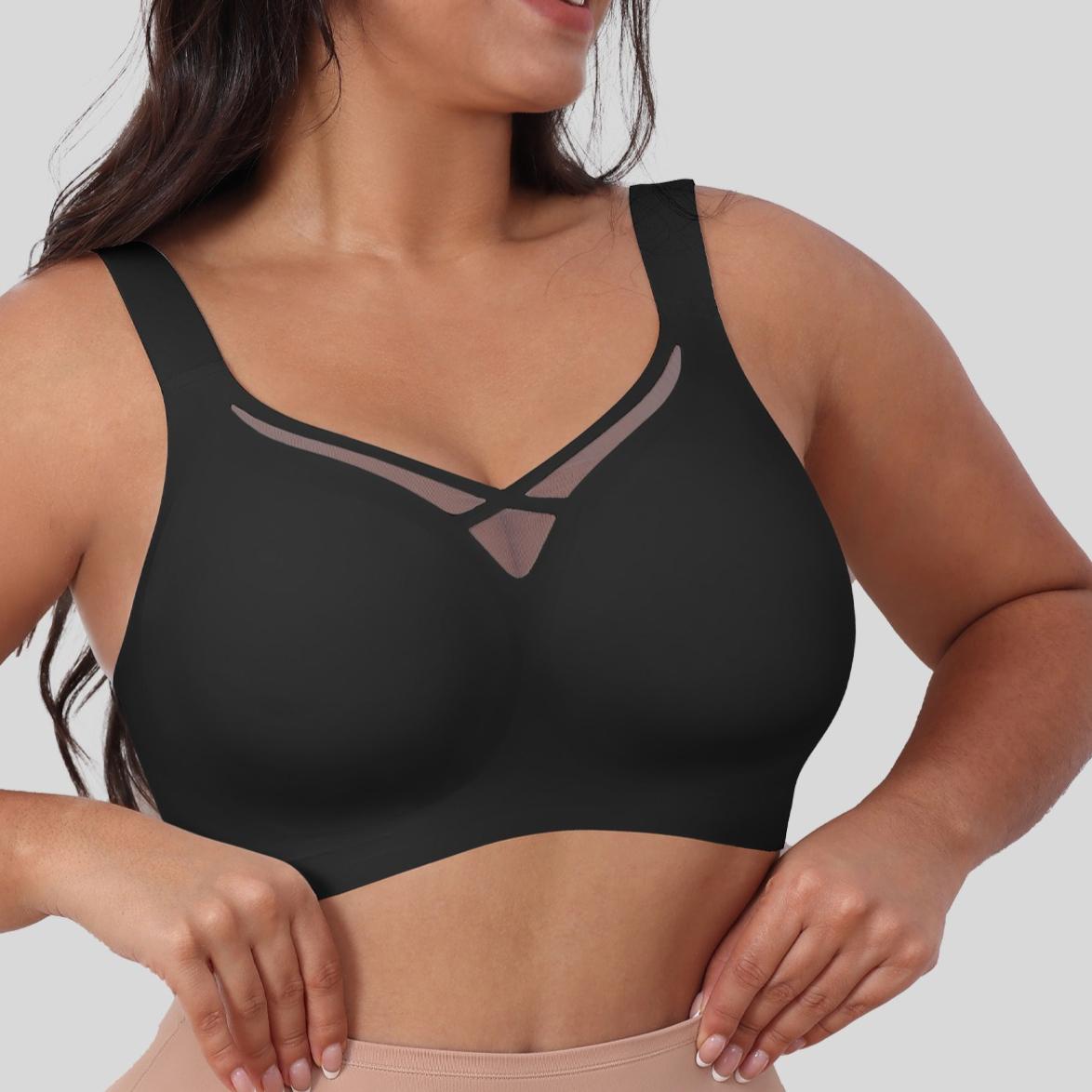 

Бюстгальтер пуш-ап без косточек в европейском и американском стиле, предотвращающий провисание, больших размеров, бесшовное нижнее белье для большой груди 6XL чёрный