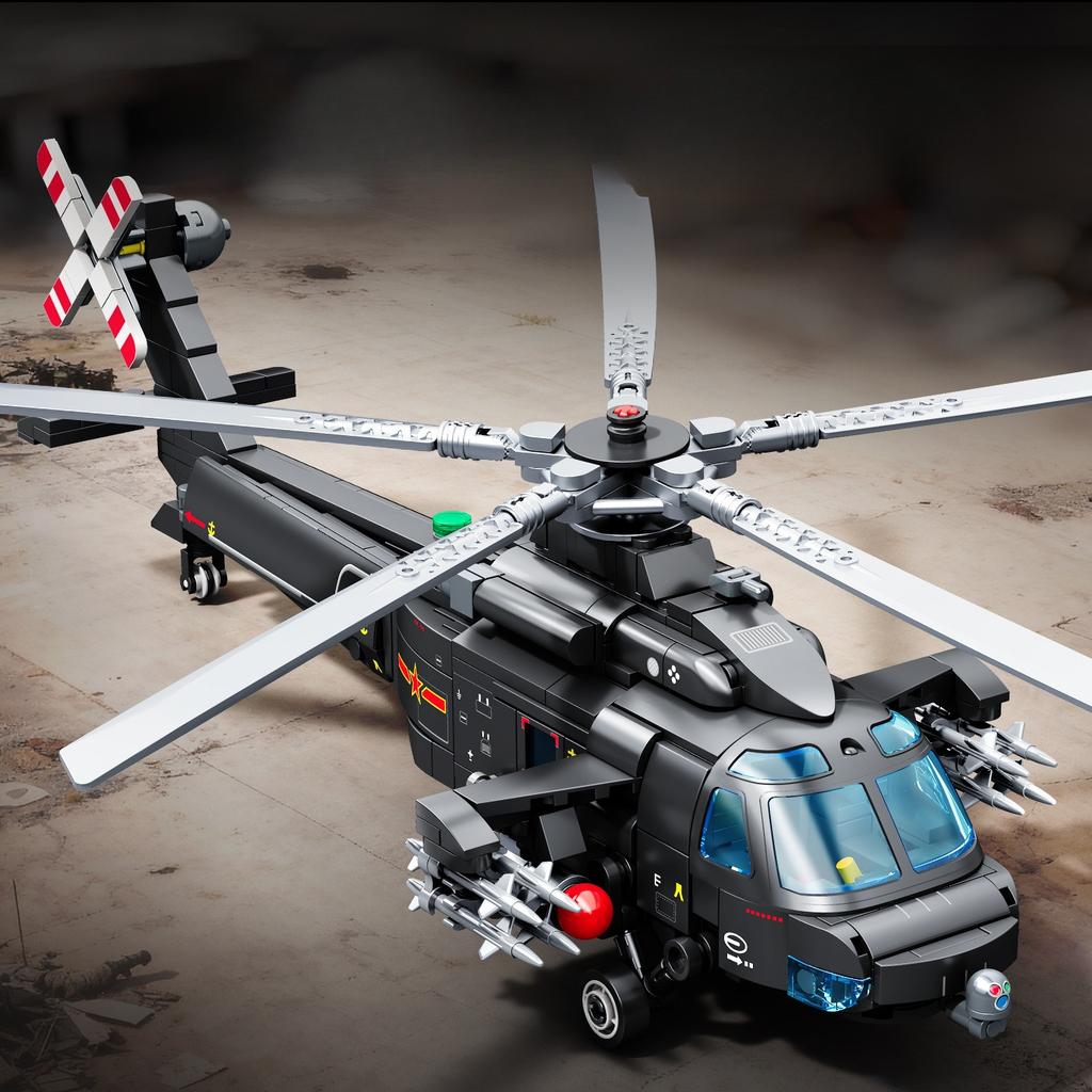 526pcs Military Series Z-20T Multi-purpose General-purpose Helicopter Building Toy Set No Box