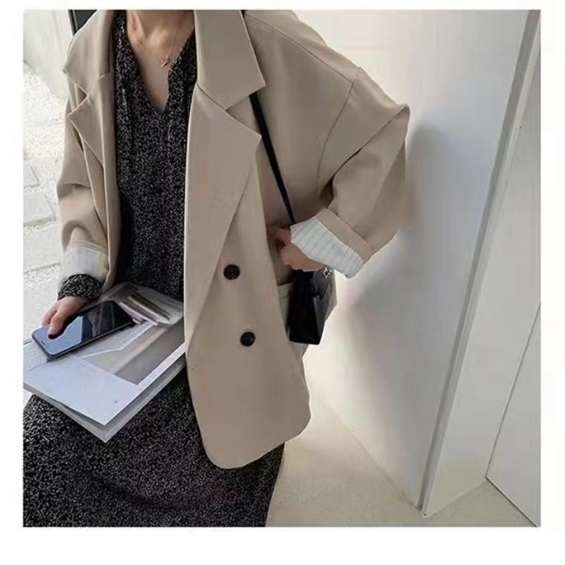 Autumn Blazers Women Minimalist Solid Outwear Loose Elegant Retro Official Fashion High Street Feminine Comfortable Suit Student
