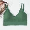Sömlös väst för kvinnor Underkläder Enfärgad mode randig V-hals Crop Top BH Push Up BH Bekväm topp