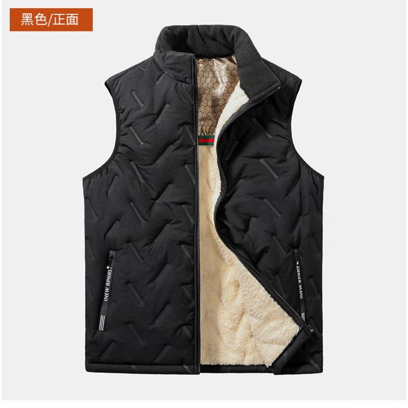 New winter men's graphene vest with fleece large size lamb fleece warm outer wear vest sleeveless vest