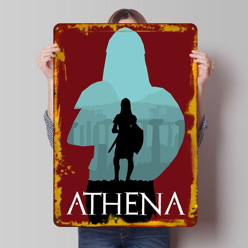 

Mythology Athena Metal Poster Customized Wall Art Retro Vintage Tinplate Signs for Home Decor Living Room Decoration At Home 7.9x11.8In(20x30cm)