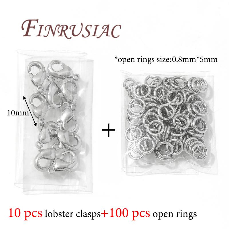 110pcs 18K Gold Plated 10mm Lobster Clasps&Open Rings DIY Accessories,Bracelets Connectors Clasps For Jewelry,Connecting Ring