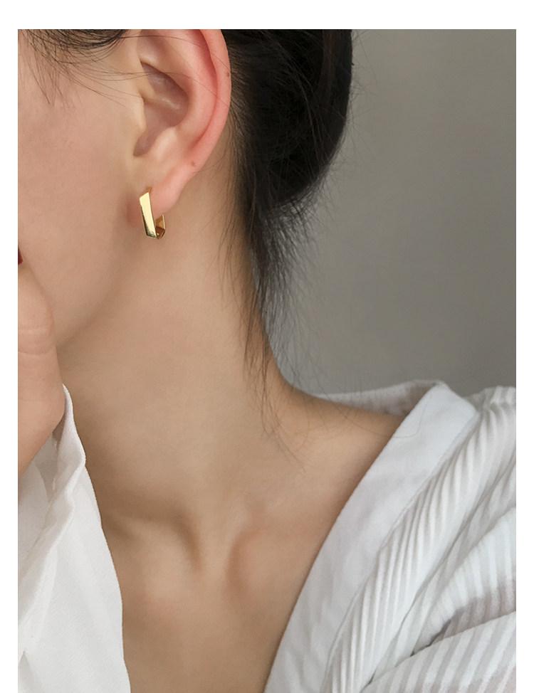Su Chuang S925 Sterling Silver Geometric Square Stud Earrings for Women - Stylish, Versatile, High-End Ear Accessories