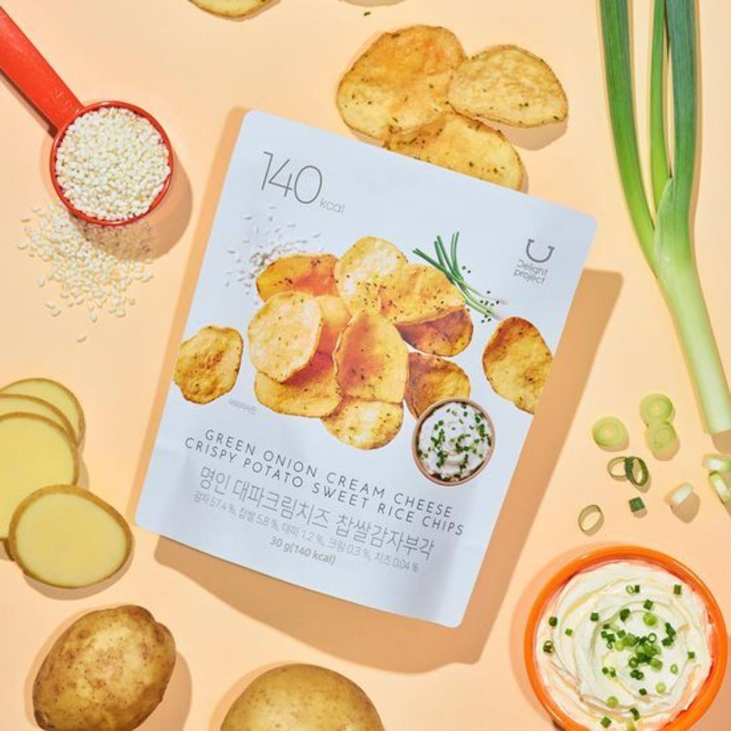 

[Delight project] Crispy Potato Sweet Rice Chips 30g(Tomato Basil & Green Onion Cream Cheese) Green Onion Cream Cheese