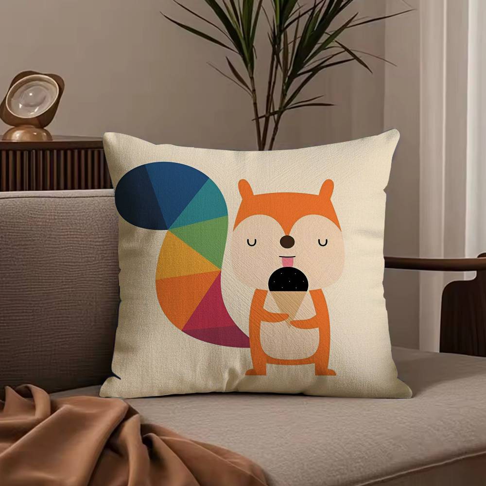 Nordic Modern Anime Pillow Case Anti-dustmite Pillowcase Invisible Zipper Silky Short Plush Sofa Cushion Cover