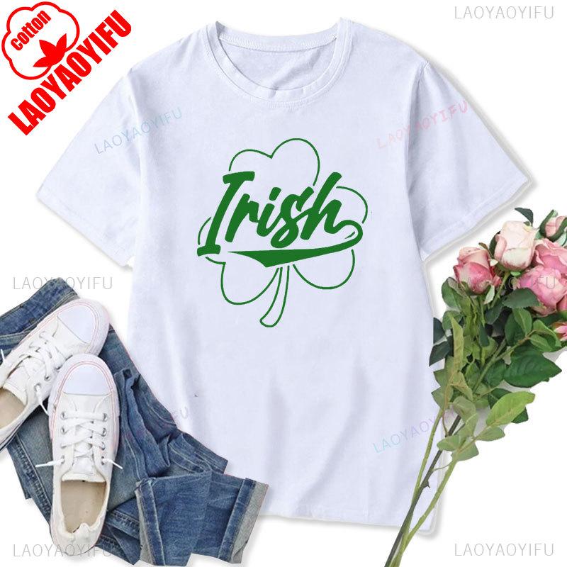 Womens Tshirt St Patricks Day Graphic Tops Funny Short Sleeve Shamrock Shirts Cute St Pattys Printed Tee Unisex Cotton Camisetas