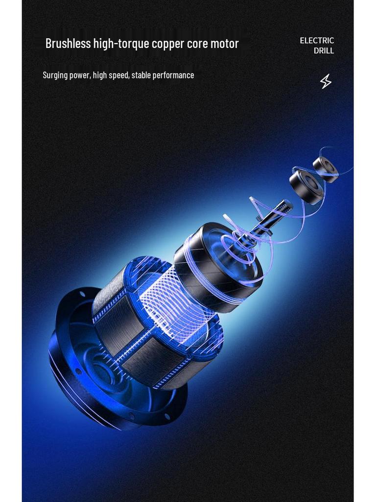 High-Power Brushless Lithium Battery Hand Drill: Compact, Impactful, Electric Tool for Household Use