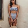 Sexy Striped Ruffled Bikini 2026 Bandeau Push Up Swimwear Women Swimsuit High Waist Bikinis Set Swimming for Women Bathing Suits