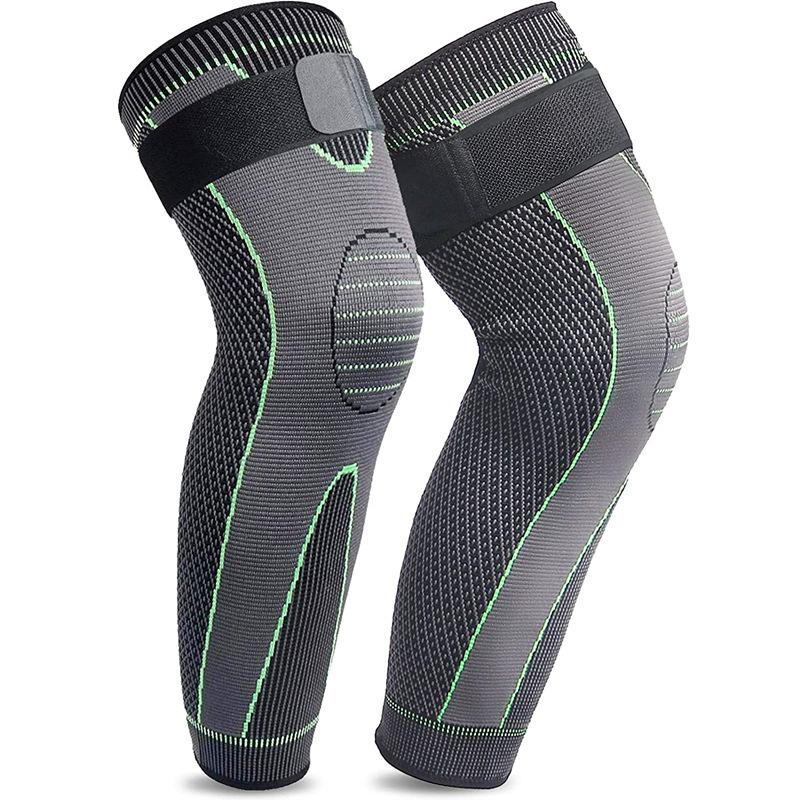 Running Knee Pads Knitted Extended Knee Pads Long Leg Bandages Pressurized Warm Thigh Knee Pads Sports Cycling Leg Pads Socks