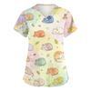 Top da Lavoro da Donna con Scollo a V e Maniche Corte con Tasche, Stampa Animalier, Camice Medico per Professionisti Sanitari, Uniforme da Infermiere
