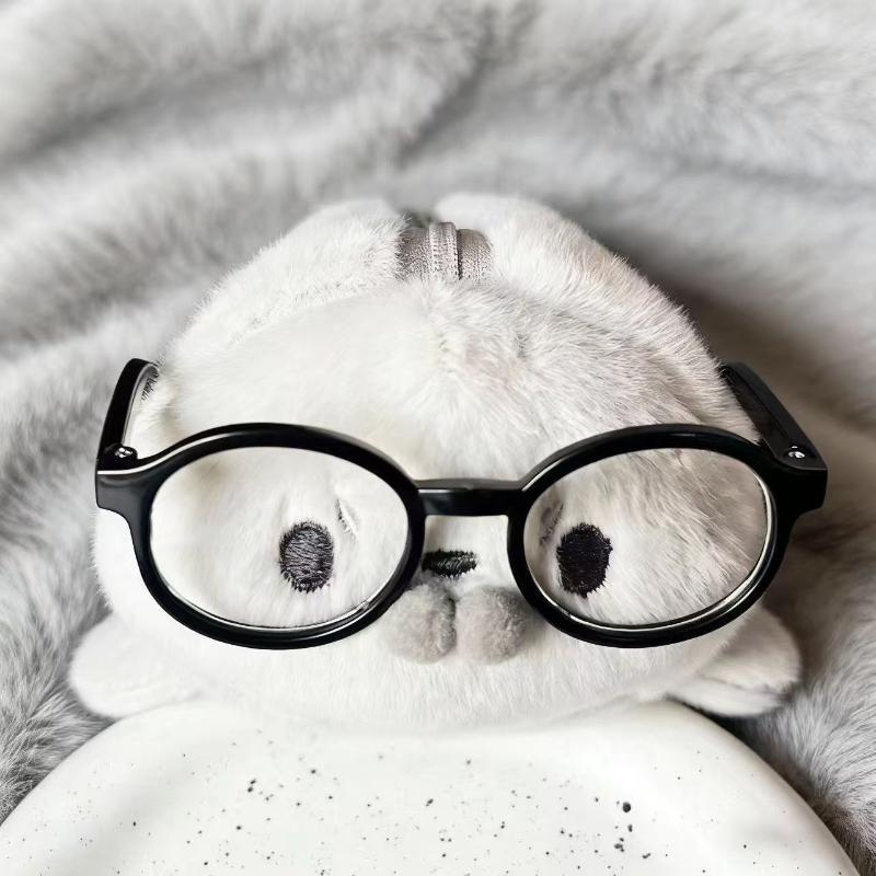 Kawaii Seal Plush Pencil Bag With Glasses Frames Large Capacity School Supplies Storage For Girls Stationery