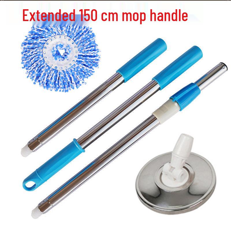 Effort-Saving Telescopic Spin Mop Pole - Stainless Steel, Hand-Free, Extended, and Thickened