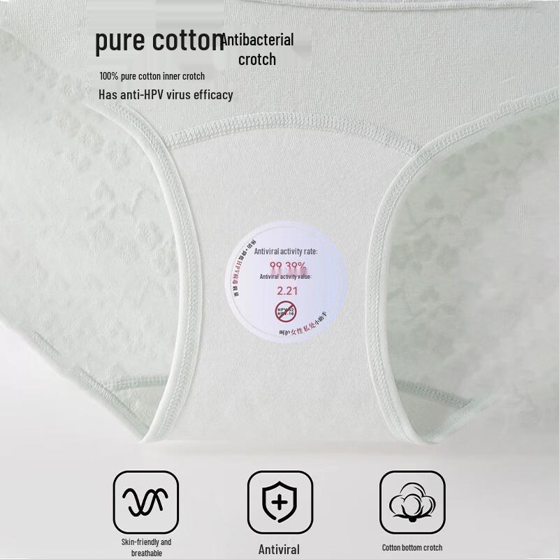 FitonTon Women's Anti-HPV Antibacterial High-Waist Cotton Briefs 4-Pack