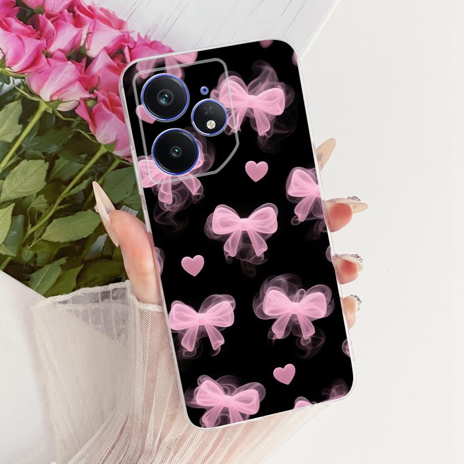 Etui na telefon Realme Neo7 Turbo Neo 7 Miękkie Przezroczyste Silikonowe Funda Wzór Kwiatowy Motyl Kokardka Smok Loong Tylna Pokrywa RMX5060