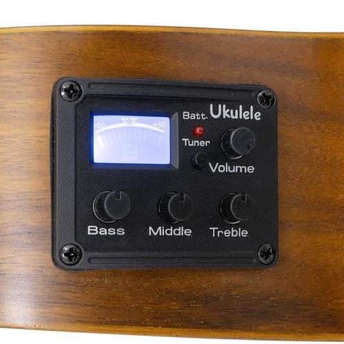 ARIA ACU-1KE Aria Concert Ukulele with Preamp, Koa Wood, and Geared Tuners