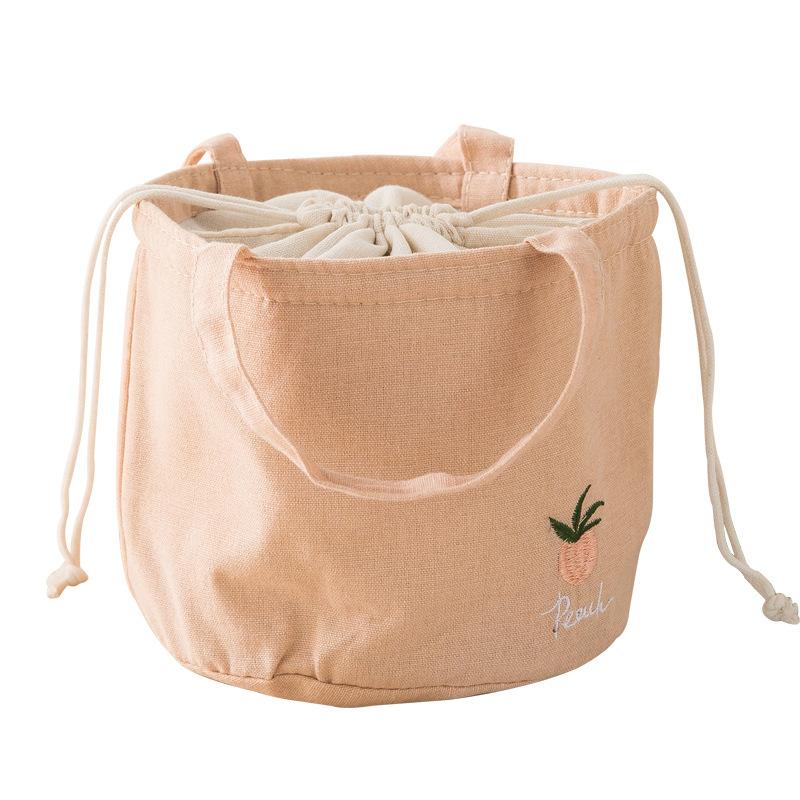 Fashion Lunch Bags Drawstring Picnic Tote Portable Insulation Lunch Box Small Handbag Drink Cooler Bag Cute Food Storage Bags