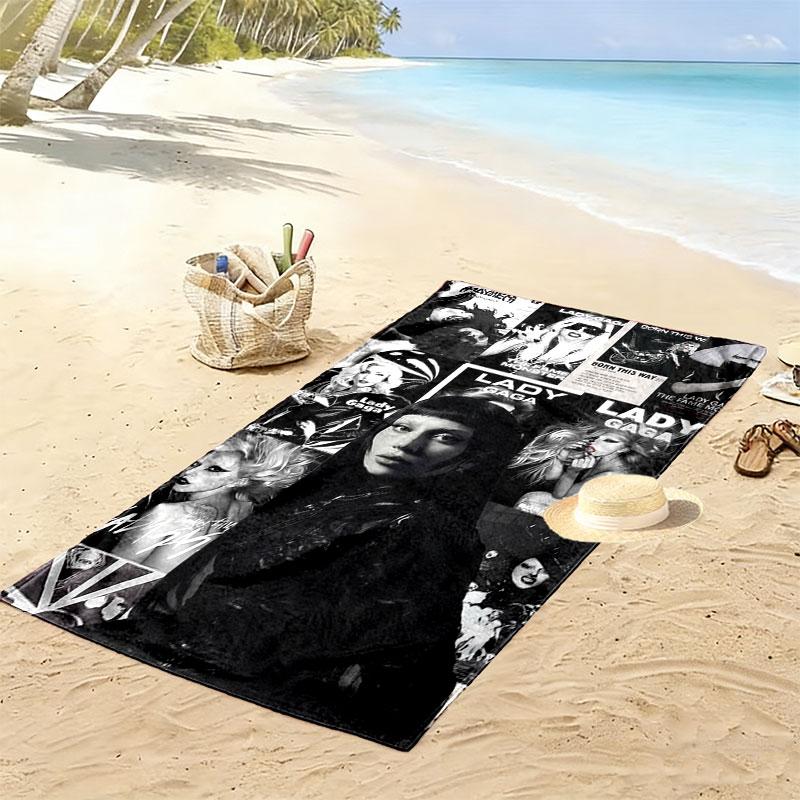 Lady Gaga Vibe Print Beach Towel, Large Soft Quick Dry Towel for Beach Camping Swimming