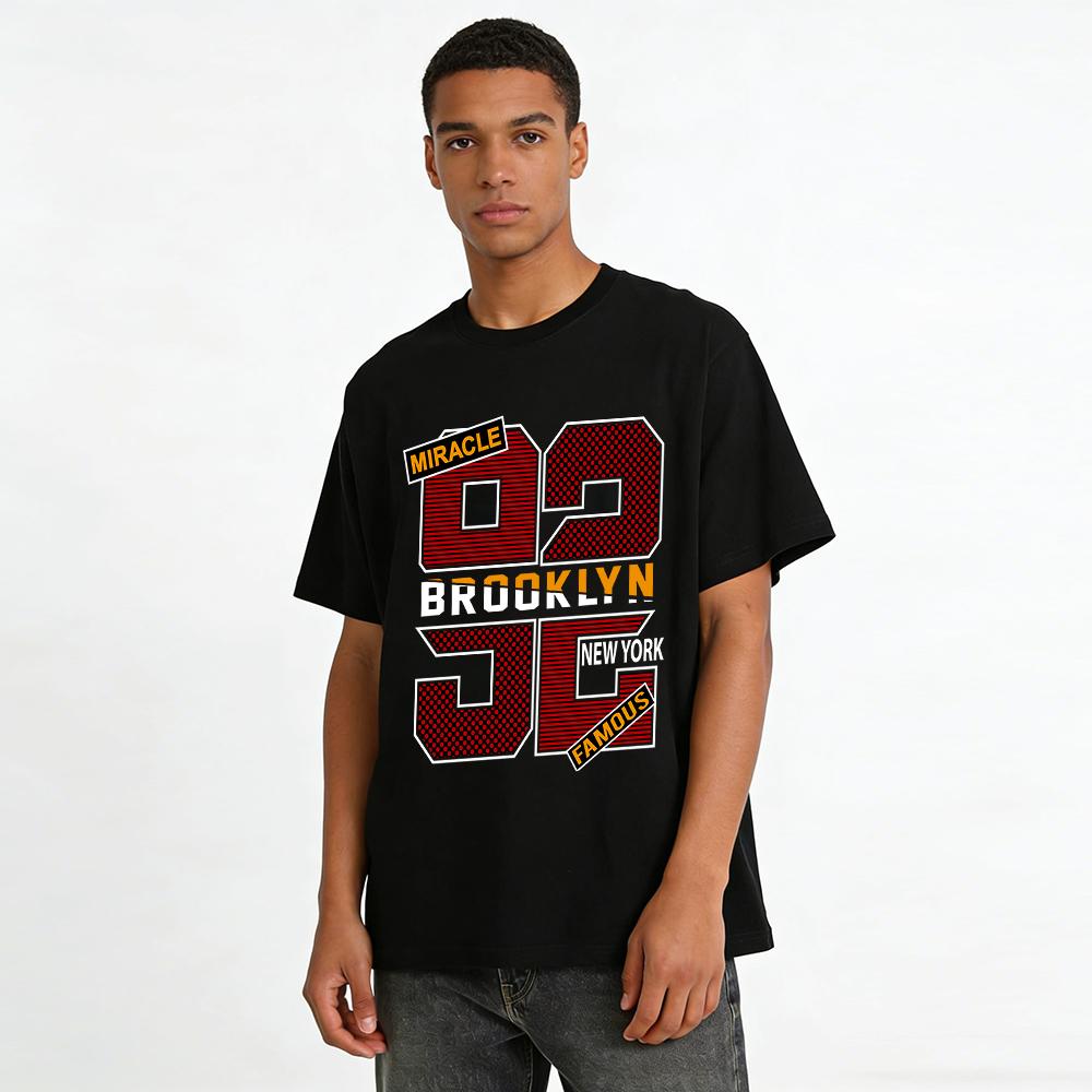 Wunder Berühmte Nummer Buchstaben Grafik Lässiges T-Shirt Reines Baumwoll-T-Shirt