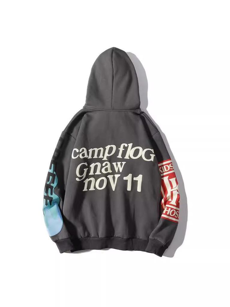 Kanye Unisex Heart Letter Graffiti Hoodie - Plush, Couple Style Sweatshirt